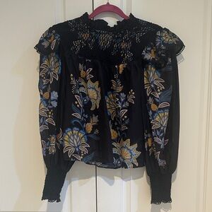 Farm Rio Floral Black Women's Top NWOT